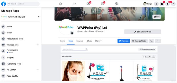 facebook manage page